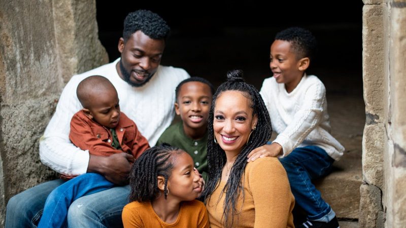 A family sitting close together